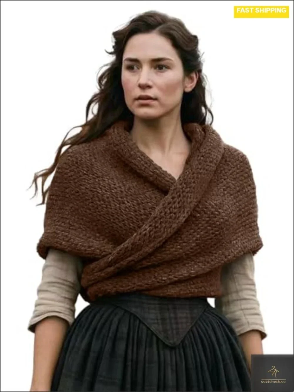 Women's Knitted Sontag Shawl Triangle Wrap Sweater Medieval Celtic